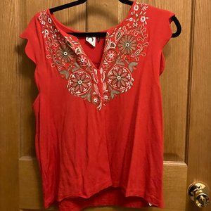 Anthropologie Akemi + Kin Scalloped Embroidered Top - Size M